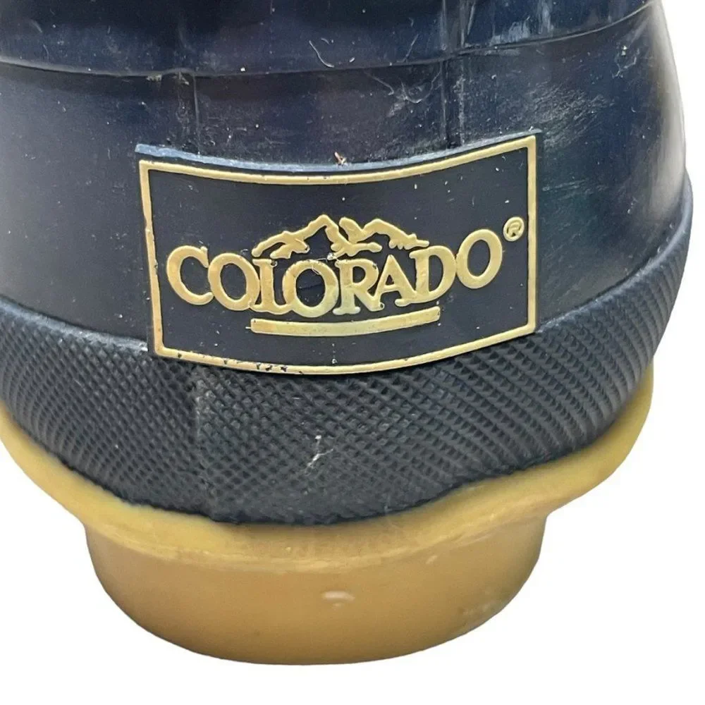 Colorado Youth Brown Leather Thermolite Blue Rubber Winter Duck Boot‎ Size 5 M